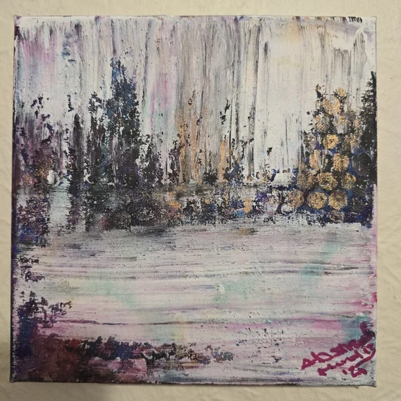 HANDCRAFTED Abstract Painting HANDPAINTED Artwork HANDMADE Wall Art Decor 8"x8" - Picture 3 of 16